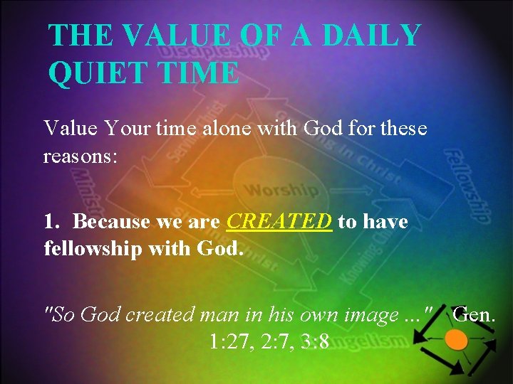 THE VALUE OF A DAILY QUIET TIME Value Your time alone with God for