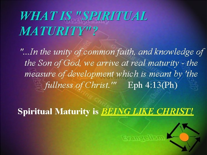 WHAT IS "SPIRITUAL MATURITY"? ". . . In the unity of common faith, and