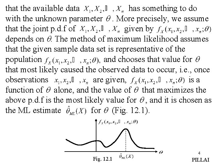 that the available data has something to do with the unknown parameter . More