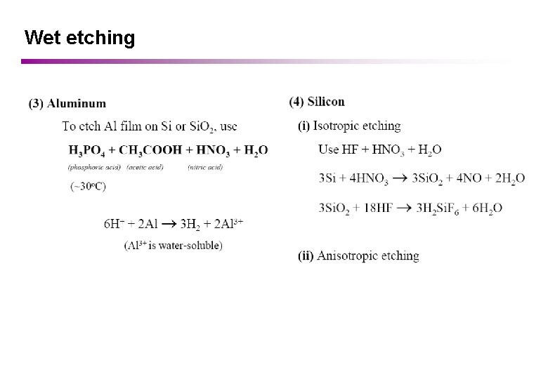 Wet etching 