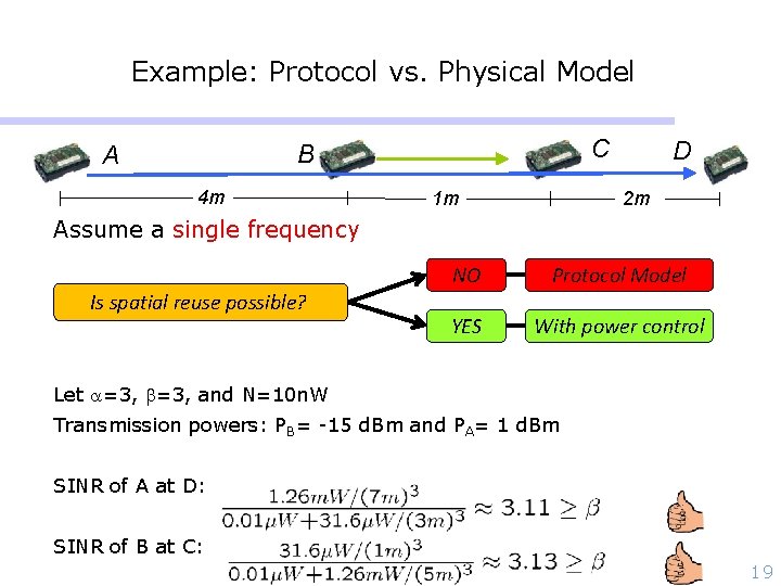 Example: Protocol vs. Physical Model C B A 4 m 1 m D 2