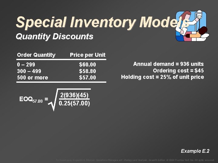 Special Inventory Models Quantity Discounts Order Quantity 0 – 299 300 – 499 500