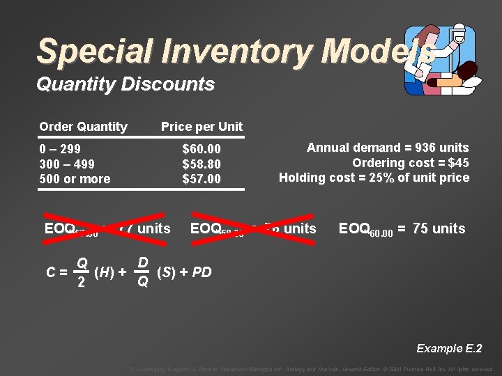 Special Inventory Models Quantity Discounts Order Quantity Price per Unit 0 – 299 300