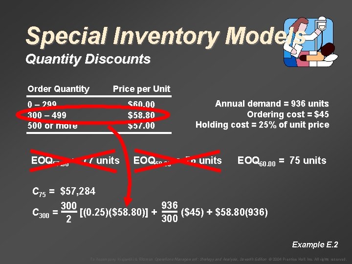 Special Inventory Models Quantity Discounts Order Quantity Price per Unit 0 – 299 300