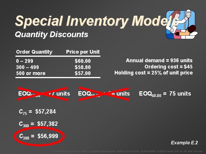 Special Inventory Models Quantity Discounts Order Quantity Price per Unit 0 – 299 300