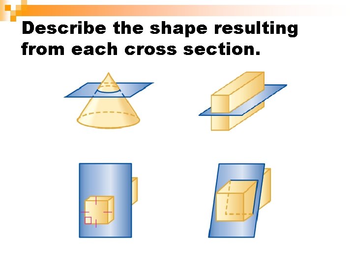 Describe the shape resulting from each cross section. 