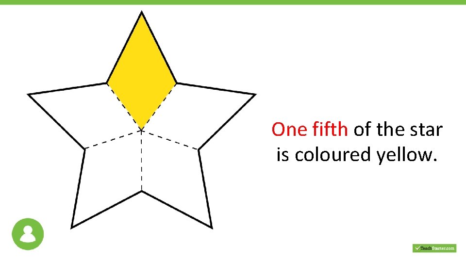 One fifth of the star is coloured yellow. 