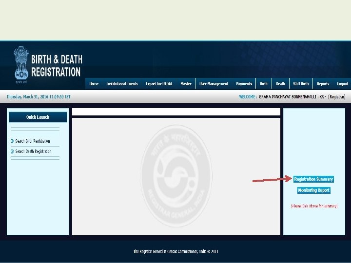 Click on registration summary 