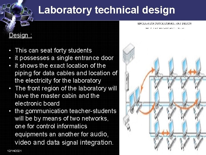 Laboratory technical design Design : • This can seat forty students • it possesses