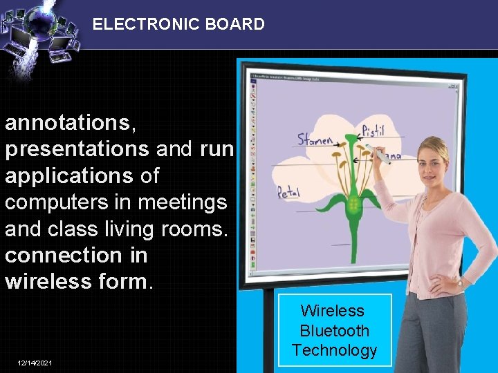 ELECTRONIC BOARD annotations, presentations and run applications of computers in meetings and class living