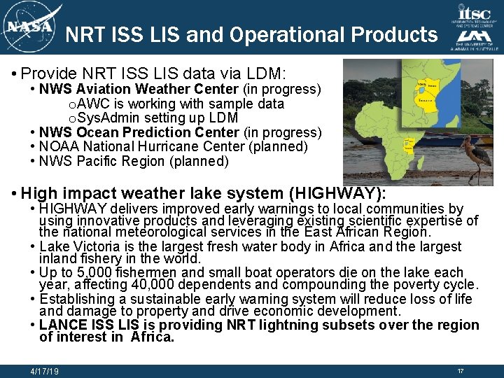 NRT ISS LIS and Operational Products • Provide NRT ISS LIS data via LDM: