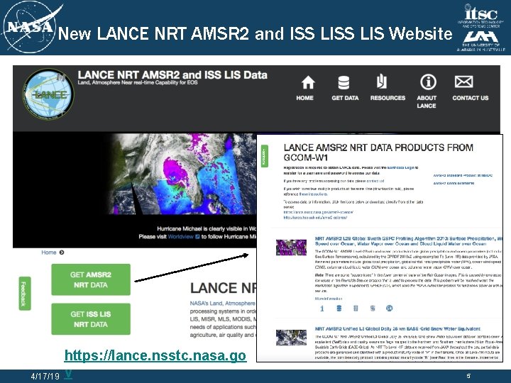 New LANCE NRT AMSR 2 and ISS LIS Website 4/17/19 https: //lance. nsstc. nasa.