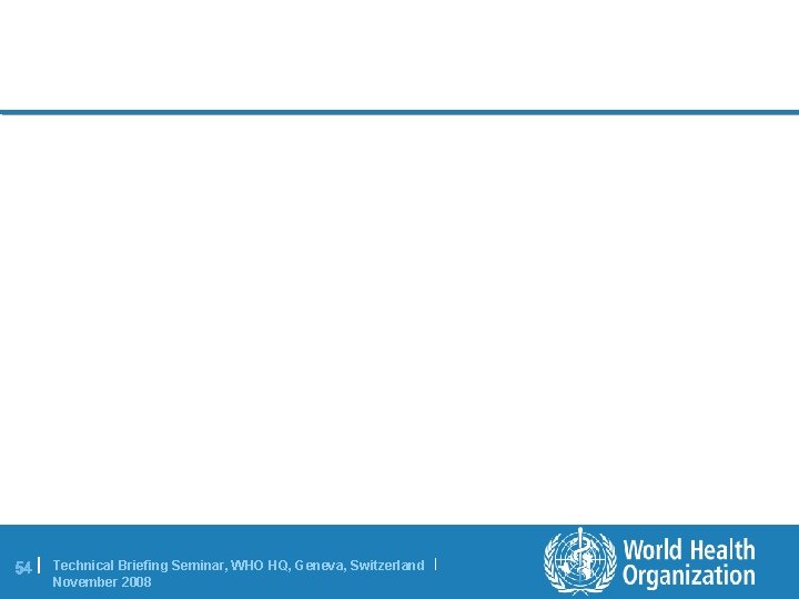 54 | Technical Briefing Seminar, WHO HQ, Geneva, Switzerland | November 2008 