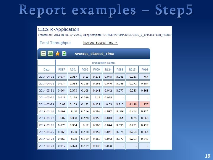 Report examples – Step 5 19 