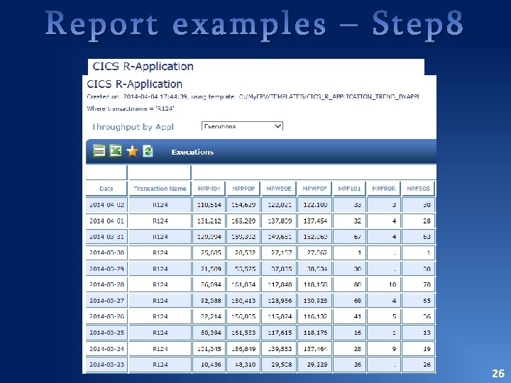 Report examples – Step 8 26 