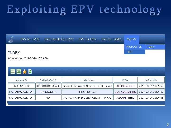 Exploiting EPV technology 7 