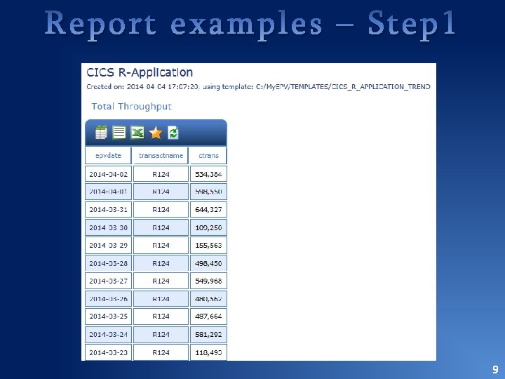 Report examples – Step 1 9 