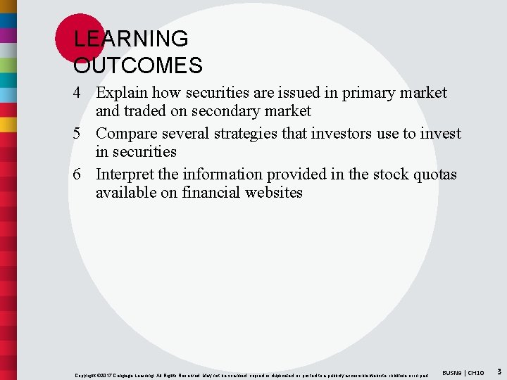 LEARNING OUTCOMES 4 Explain how securities are issued in primary market and traded on