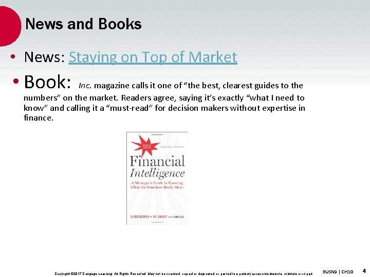 News and Books • News: Staying on Top of Market • Book: Inc. magazine