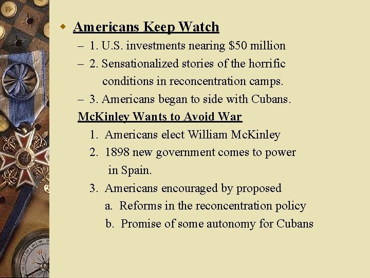 w Americans Keep Watch – 1. U. S. investments nearing $50 million – 2.