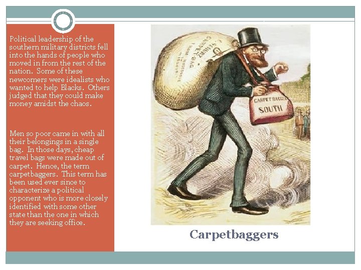 Political leadership of the southern military districts fell into the hands of people who