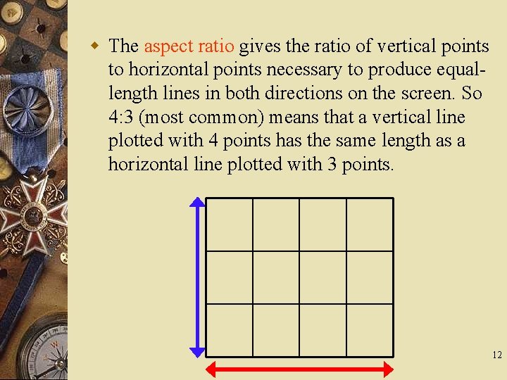 w The aspect ratio gives the ratio of vertical points to horizontal points necessary