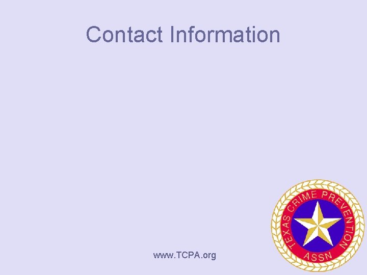 Contact Information www. TCPA. org 