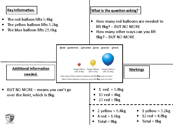  • The red balloon lifts 0. 4 kg • The yellow balloon lifts