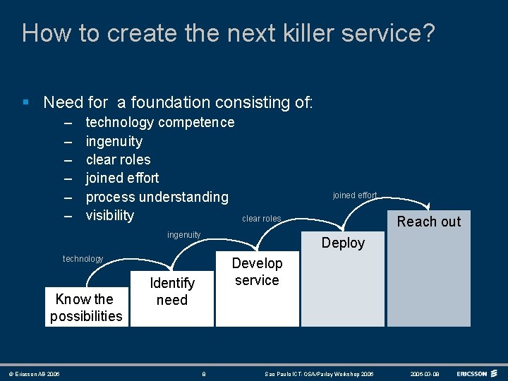 How to create the next killer service? § Need for a foundation consisting of: