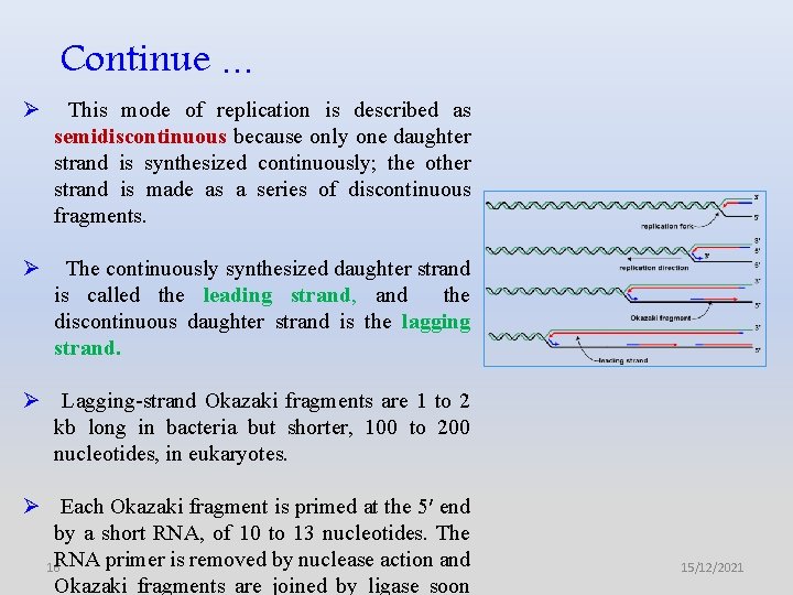 Continue. . . Ø This mode of replication is described as semidiscontinuous because only