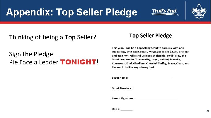 Appendix: Top Seller Pledge Thinking of being a Top Seller? Sign the Pledge Pie
