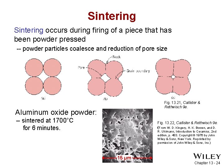 Sintering occurs during firing of a piece that has been powder pressed -- powder