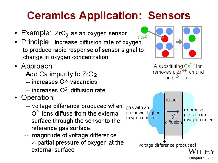 Ceramics Application: Sensors • Example: Zr. O 2 as an oxygen sensor Ca 2+