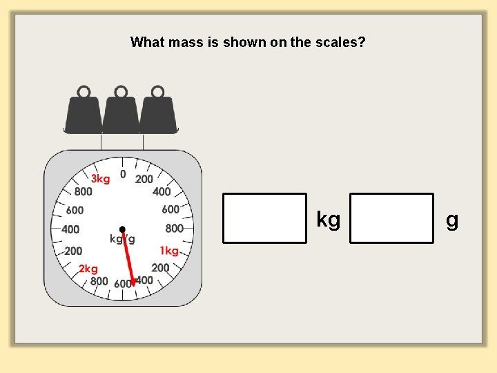 What mass is shown on the scales? kg g 