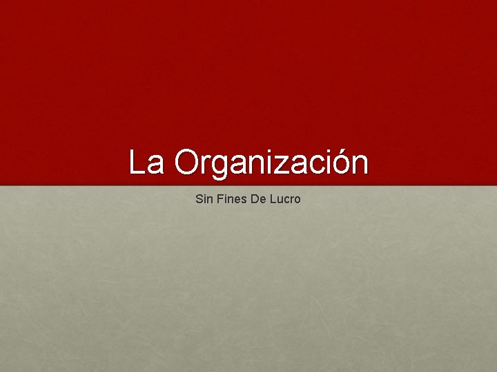 La Organización Sin Fines De Lucro 