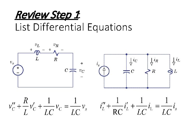Review Step 1: List Differential Equations 