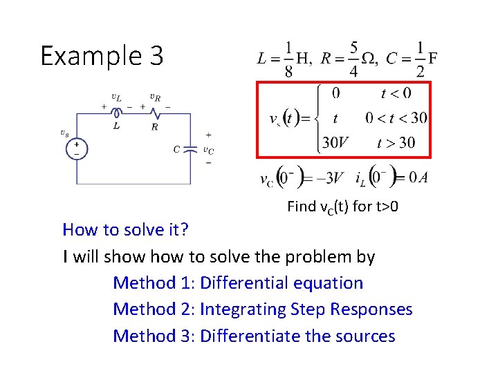 Example 3 Find v. C(t) for t>0 How to solve it? I will show