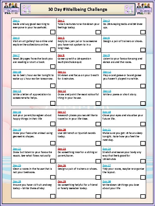 30 Day #Wellbeing Challenge Day 1 Smile and say good morning to everyone in