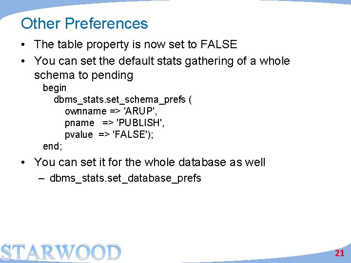 Other Preferences • The table property is now set to FALSE • You can