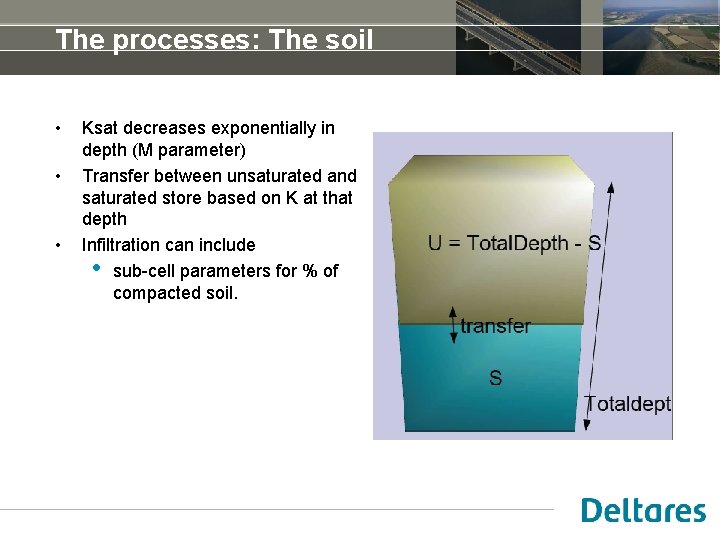 The processes: The soil • • • Ksat decreases exponentially in depth (M parameter)