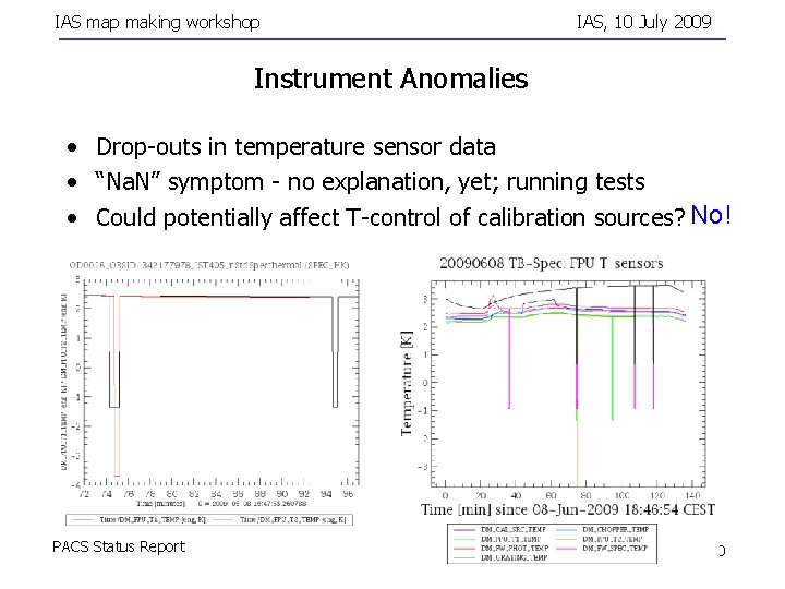 IAS map making workshop IAS, 10 July 2009 Instrument Anomalies • Drop-outs in temperature