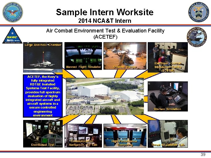 Sample Intern Worksite 2014 NCA&T Intern Air Combat Environment Test & Evaluation Facility (ACETEF)