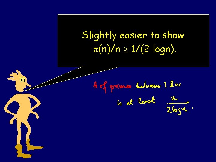 Slightly easier to show (n)/n ≥ 1/(2 logn). 