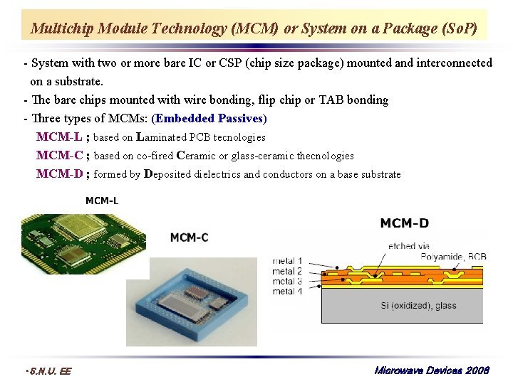 Multichip Module Technology (MCM) or System on a Package (So. P) - System with