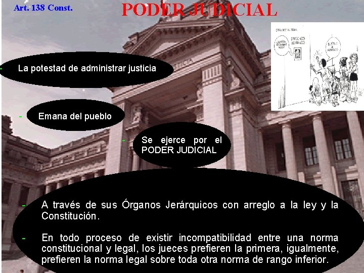 - Art. 138 Const. PODER JUDICIAL La potestad de administrar justicia - Emana del