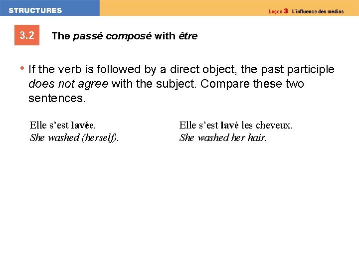 3. 2 The passé composé with être • If the verb is followed by