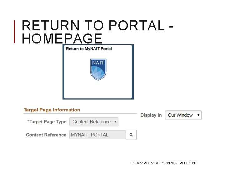 RETURN TO PORTAL HOMEPAGE CANADA ALLIANCE 12 -14 NOVEMBER 2018 