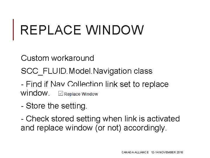 REPLACE WINDOW Custom workaround SCC_FLUID. Model. Navigation class - Find if Nav Collection link