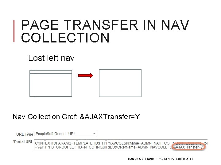 PAGE TRANSFER IN NAV COLLECTION Lost left nav Nav Collection Cref: &AJAXTransfer=Y CANADA ALLIANCE