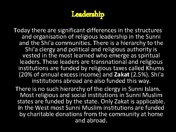 Leadership Today there are significant differences in the structures and organisation of religious leadership Leadership Today there are significant differences in the structures and organisation of religious leadership